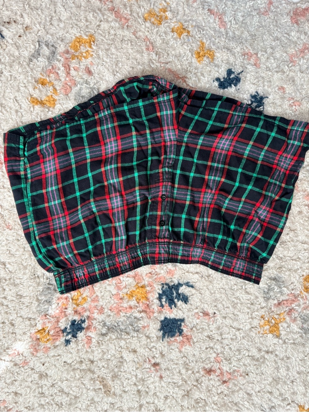 PINK Victoria's Secret Womens Plaid Elastic-Waist Shorts - Black, Red & Green